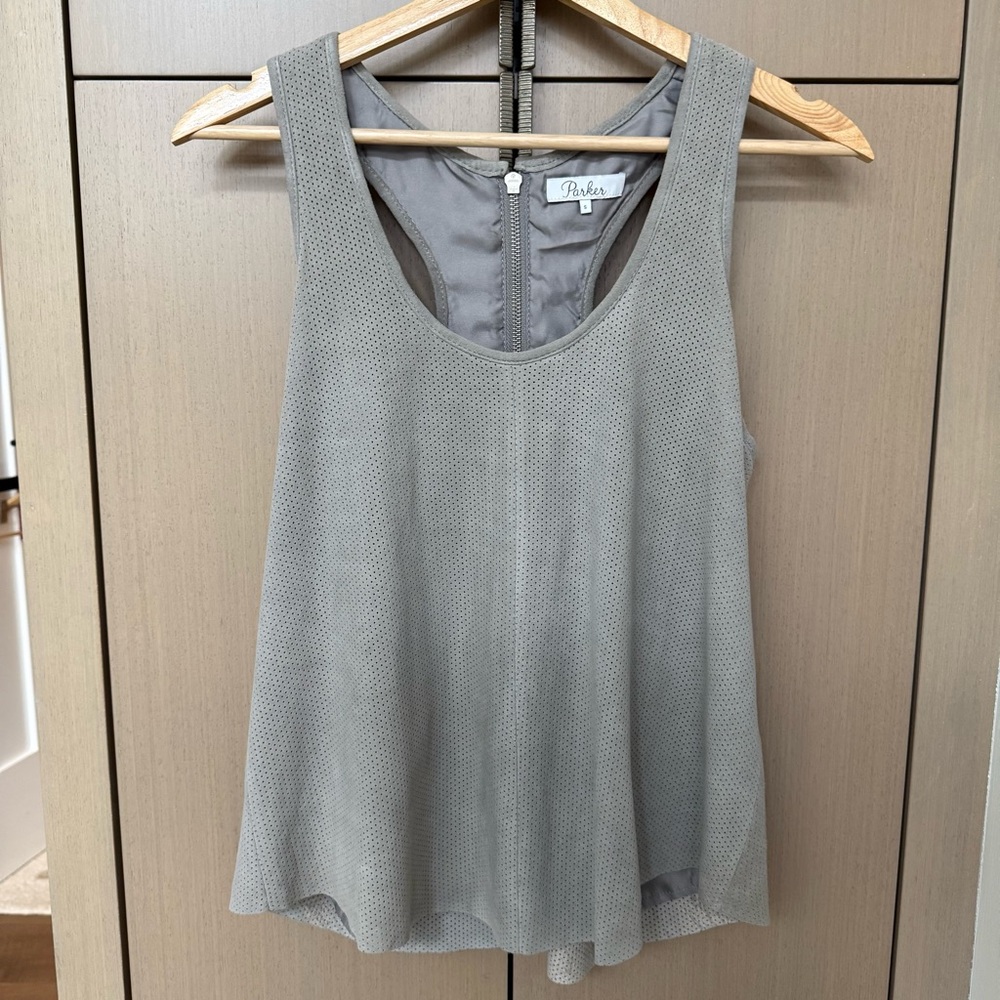 Stunning! Parker Suede leather racer back tank top, S - Picture 2 of 9